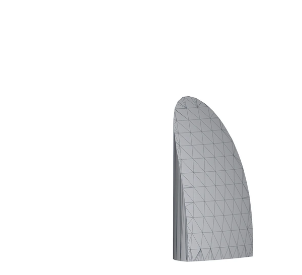 The Boolean intersection result of intersecting the cylinder mesh with the sphere mesh, with edges shown.