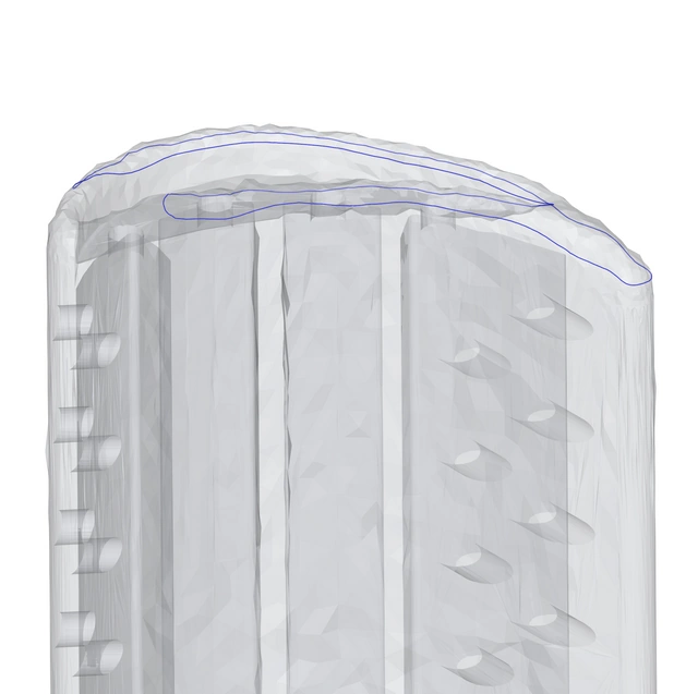 The worn scan part with a polycurve around the scan boundary