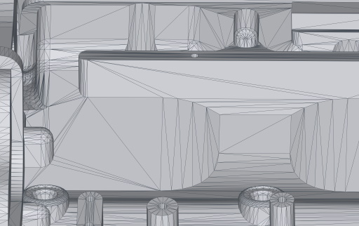 Large polygons displayed on a closeup of an engine model.