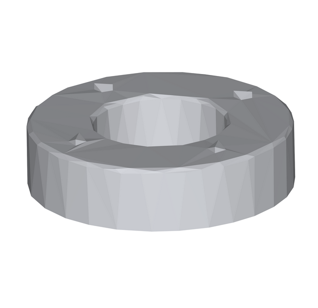 The same solid after simplification to a very loose tolerance. The top is no longer planar and the islands have almost disappeared.